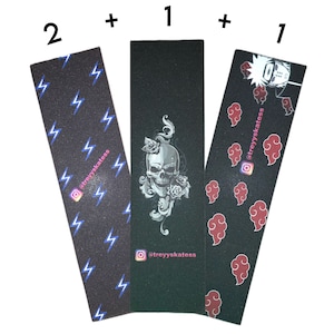 SKATEBOARD GRIPTAPE Custom made Quality Grip tape skateboard, scooter, 4 pack, 3 designs