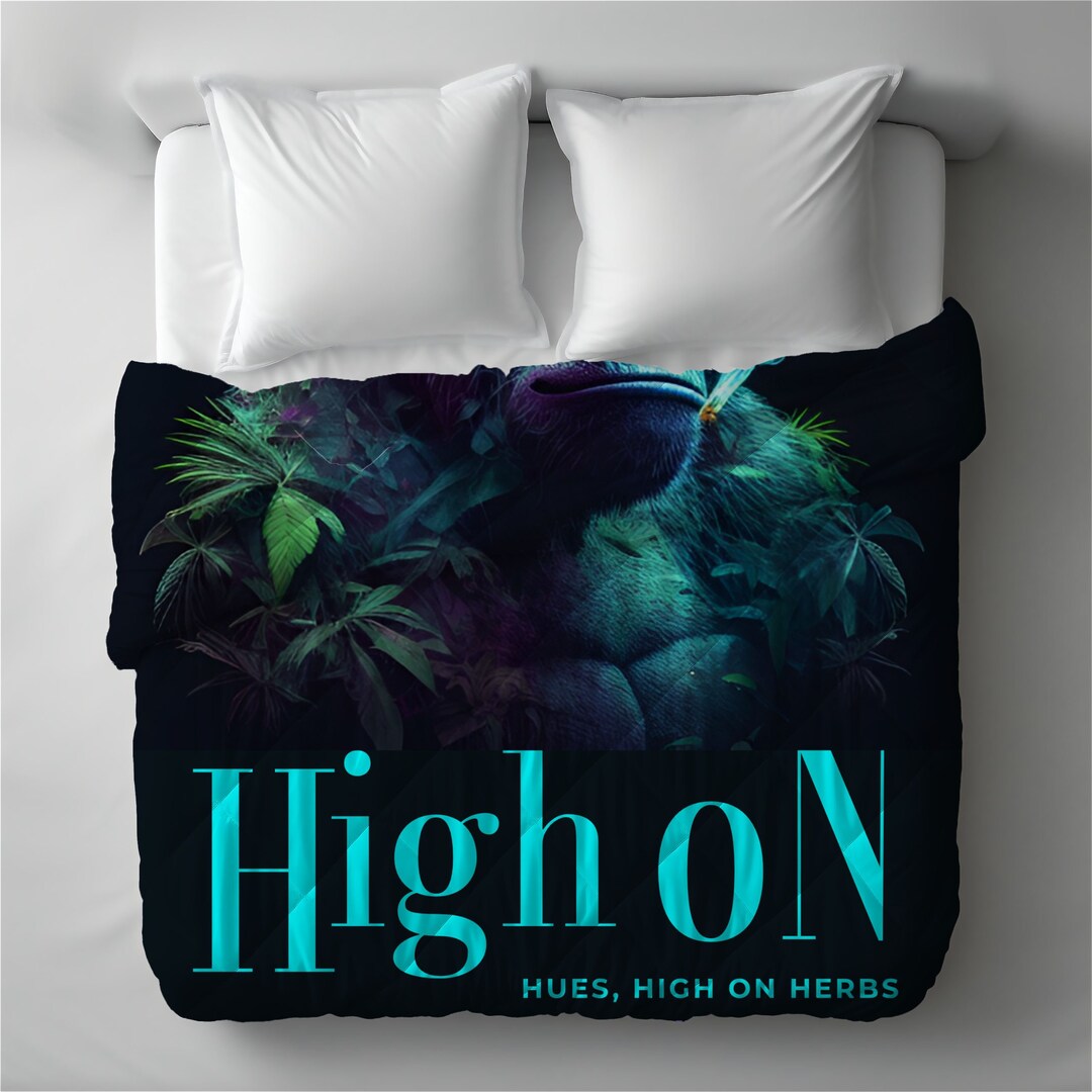Marijuana Weed Blanket. High on Hues Gorilla Velveteen Plush Blanket
