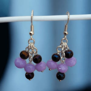 Chandelier Earrings with Purple Glass Beads