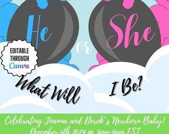 Geslacht onthullen digitale flyer-sjabloon