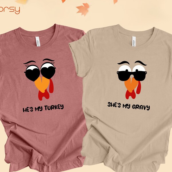 Custom Couple Thanksgiving Shirt, Couple Thanksgiving, Funny Husband Wife Tees, Matching Thanksgiving Tee, Matching Friends Thanksgiving Tee