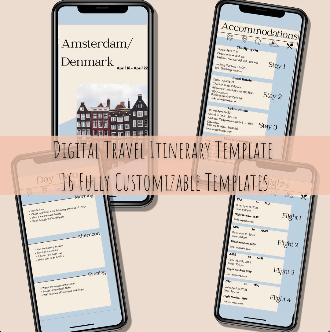 Digital Travel Itinerary Template - 16 Fully Customizable Templates ...