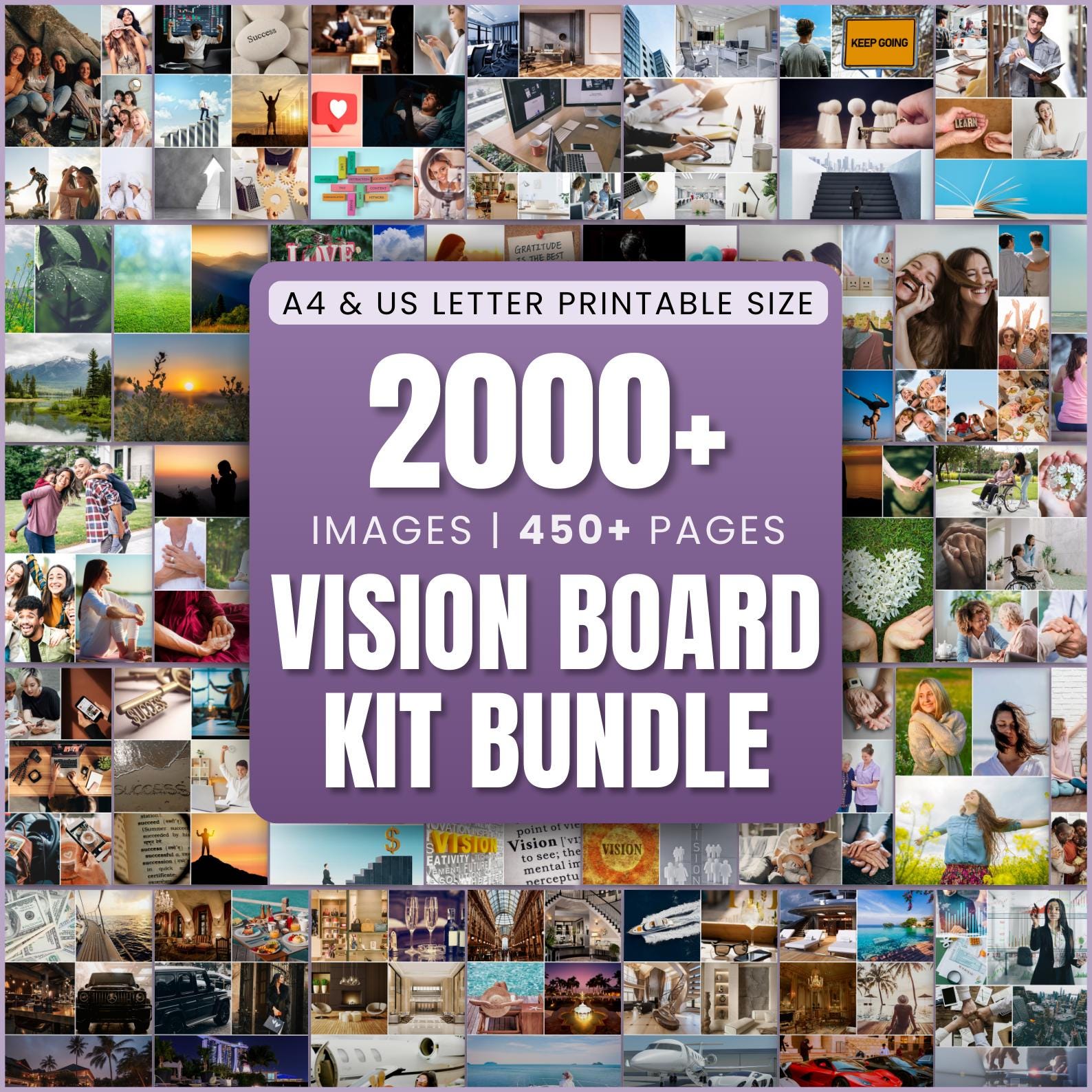 2025 Printable Vision Board Bundle with 2000 Printable Photos, Affirmations, Manifest Checks, I AM Vision Board Kit 60 Printable Pages PDF
