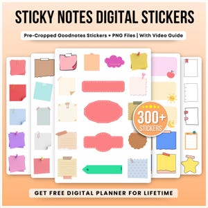 300+ Sticky Notes Digital Stickers for Goodnotes | PNG | Pre-Cropped, Transparent Digital Stickers for Planner, Journal & Scrapbooking