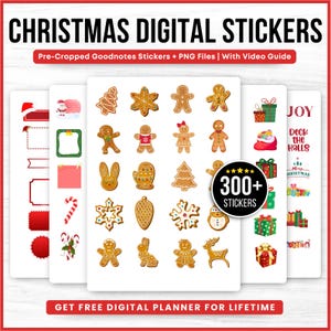 300+ Christmas Digital Stickers for GoodNotes, Planner & Journal | Santa, Trees, Gifts, Clipart PNGs | Instant Download