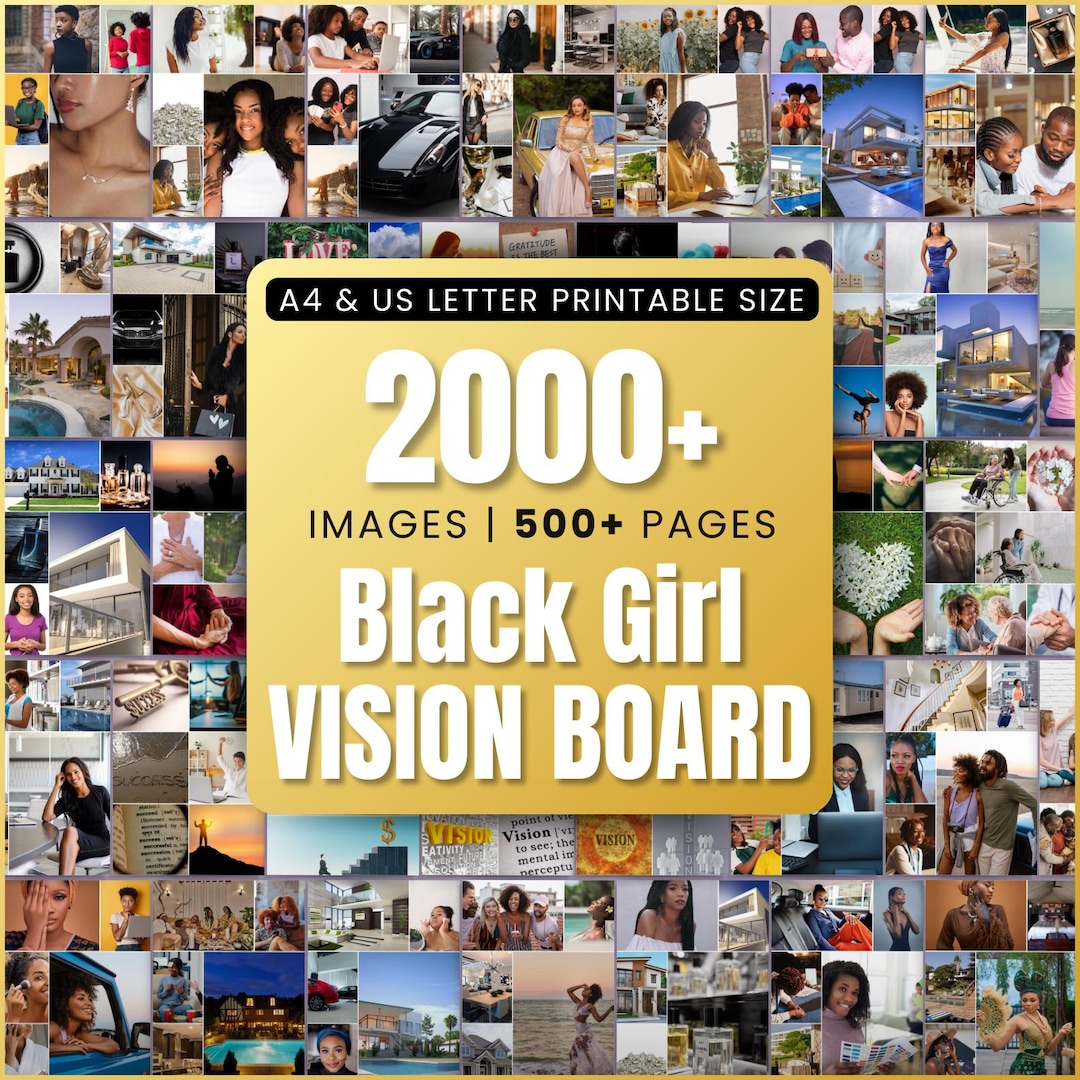 Black Girl Vision Board 2025 Kit Printables - Affirmations & Quotes for ...