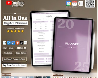 2025, 2026 & Undated Digital Planner, GoodNotes Planner, Daily Planner, Weekly Planner, Notability Planner, iPad Planner, Apple Planner