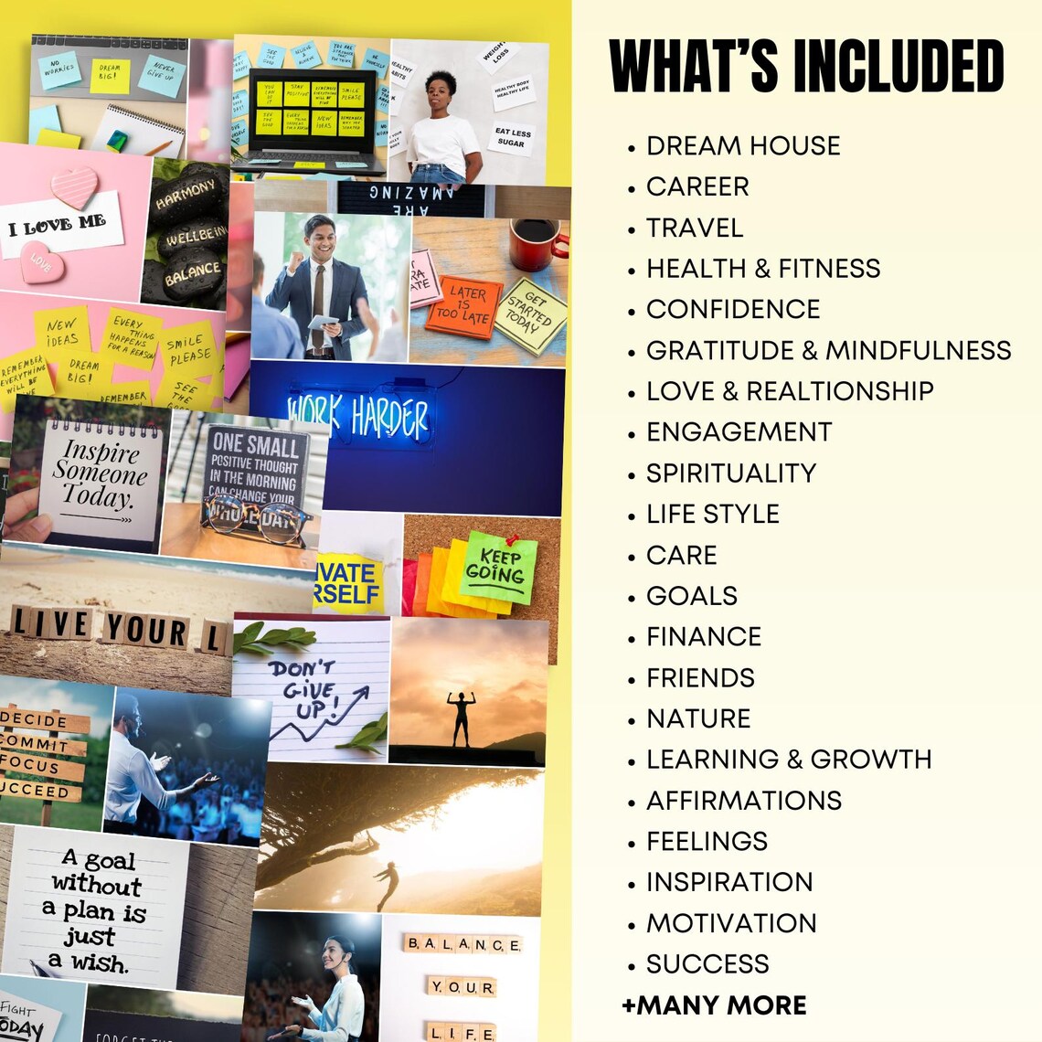 2025 Vision Board Manifest Happiness Printable PDF Mood Board for Women ...