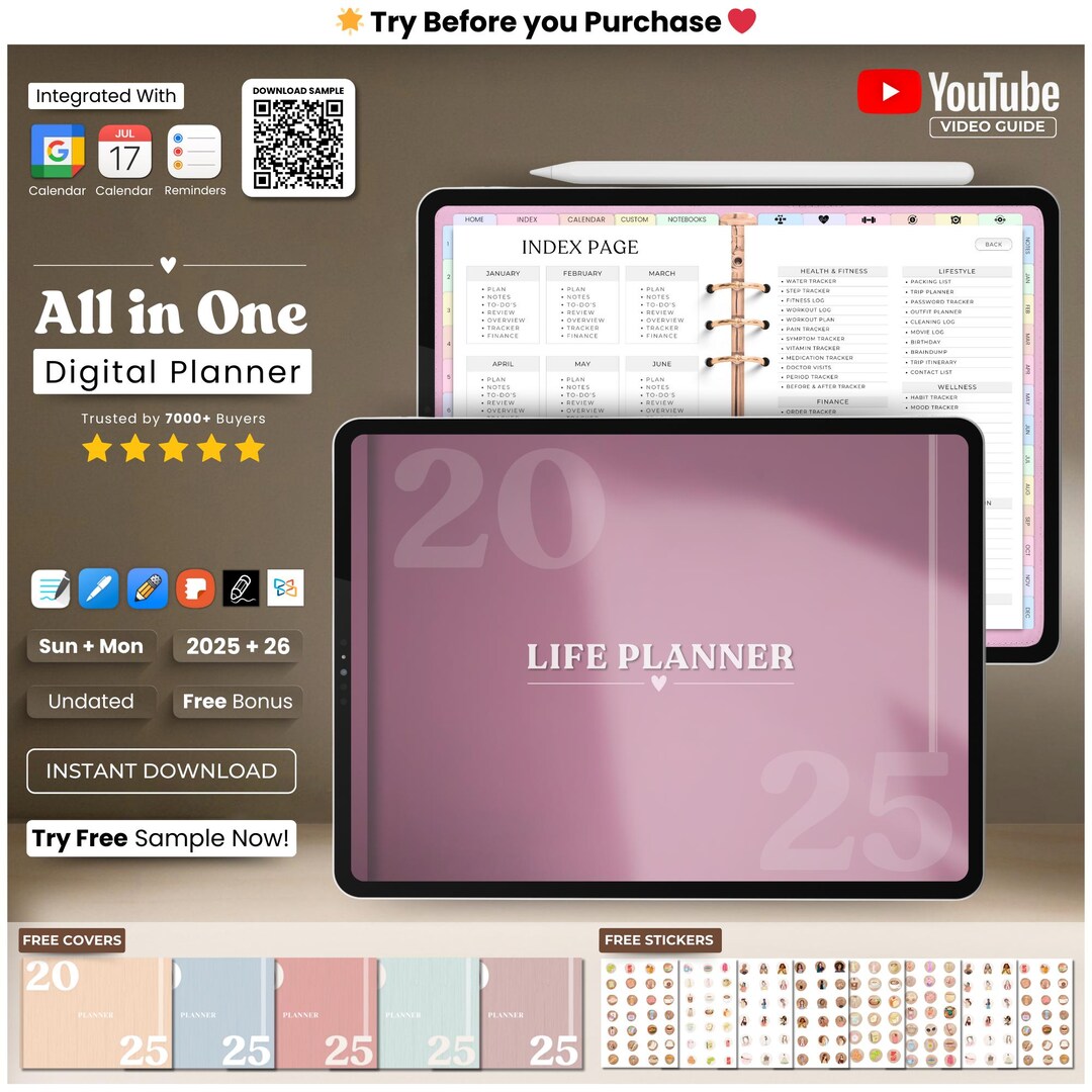 All-in-one Digital Planner 2025 2026 2027 – Goodnotes & Notability ...