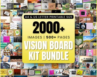 2025 Vision Board Manifest Happiness Printable PDF Mood Board for Women Inspiring Quotes Positive Affirmations Abundance Law of Attraction