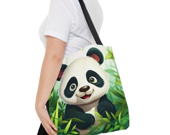 Schattige Panda Kruidenier Tote Bag, Panda Gift, Animal Tote Bag, Panda Lover Gift, Eco Friendly Canvas Tote, Cadeau voor vrouwen, Casual Market Tote Bag