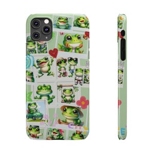 Leuke iPhone-hoesje kikker slank groen esthetisch amfibie telefoonhoes leuk dierlijk ontwerp zacht transparant hoesje cadeau voor kikkerliefhebbers cottagecore-stijl