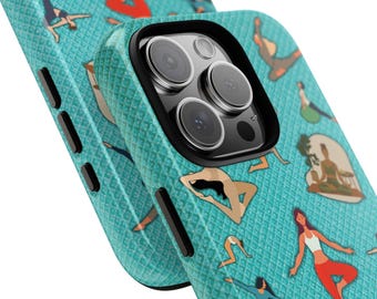 Yoga Poses Phone Case: Spiritual Boho Mat Art, iPhone & Samsung
