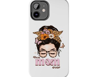 Mom Life Messy Bun iPhone Case: Protective Leopard Print Glasses Cover