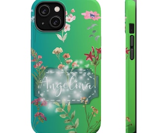 Floral Custom Name iPhone Case, Personalized Silicone Phone Cover