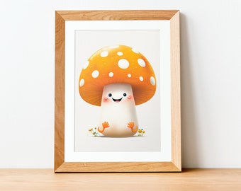 IMPRESIÓN DE VIVERO, hongo del bosque, decoración de la guardería, decoración de la sala de juegos, impresión de hongos, vivero del bosque, decoración de la pared del vivero, regalo de la ducha del bebé