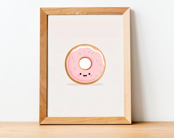 BARNKURSSTRYCK, munktryck, rosa munk, barnrumsdekor, väggkonst för barnkammare, utskrivbar väggkonst, väggdekor för barnkammare, babyshowerpresent, barnrum