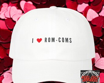 I Heart Rom-Coms Dad Cap - Valentine's Movie Lover Gift