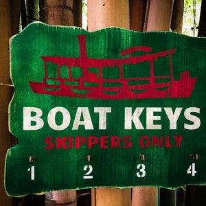Cruising the Jungle Skipper Boat Keys, Solid Wood and Paint, Hand Crafted Key Holder, Wall and Bar Decor, Great Gift, Unique and Fun