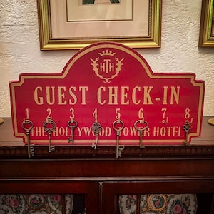 Hollywood Tower of Terror, Solid Wood and Paint Key Holder, High Quality, Hand Crafted, Vintage Retro Travel Style, Wall Hanging, Unique