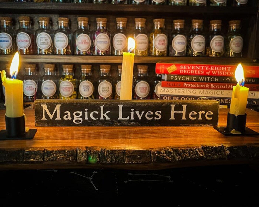 Magick Lives Here Wood Sign, Pagan Altar Decor, Quality Solid Wood and ...