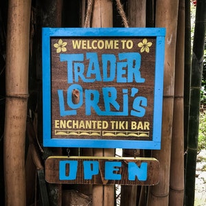 Custom Tiki Bar Sign, Hand Painted Wood, Personalized Name, quality solid wood and paint, hand crafted in the U.S.A.