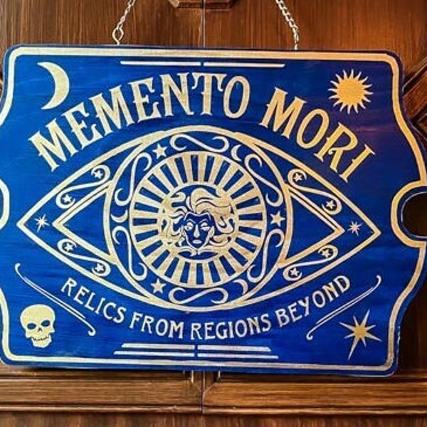 Madame Leota Memento Mori, Solid Wood and Paint Rustic Sign,  Hand Crafted, High Quality Wall Hanging, Unique Magical Decor, Sun and Moon