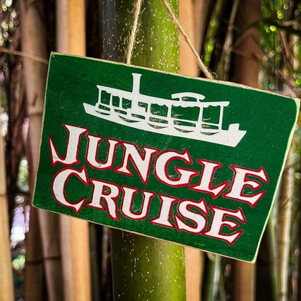 Jungle Cruise Compact Art Sign, Solid Wood and Paint, Hand Crafted Quality Creation, Unique Wall and Bar Decor, Compact Desk Great Gift