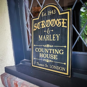 Scrooge and Marley Counting House Dickens, Solid Wood and Paint Sign ...