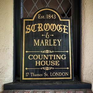Scrooge and Marley Counting House Dickens, Solid Wood and Paint Sign ...