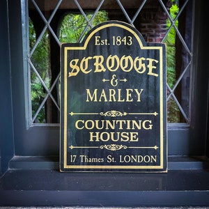 Scrooge and Marley Counting House Dickens, Solid Wood and Paint Sign, High Quality, Hand Painted, Custom Colors, Unique, Christmas Holiday
