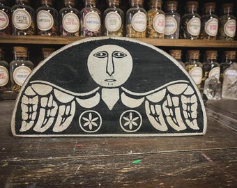 Handcrafted Salem Tombstone Wood Art, Rustic Pagan Altar Decor, quality solid wood and paint, hand crafted in the U.S.A.