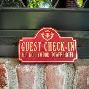 Hollywood Tower Hotel Sign, Hand Painted Solid Wood Retro Decor, quality solid wood and paint, hand crafted in the U.S.A.