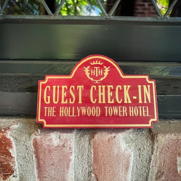 Hollywood Tower of Terror Hotel, Solid Wood and Paint Guest Check In Sign, Hand Painted, Quality Product, Unique Vintage, Retro Wall Decor
