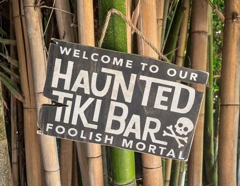 Haunted Tiki Bar Sign, Spooky Halloween Decor, Solid Wood, quality solid wood and paint, hand crafted in the U.S.A.
