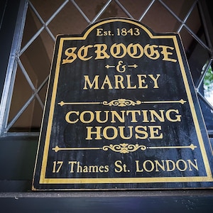 Scrooge and Marley Counting House Dickens, Solid Wood and Paint Sign ...