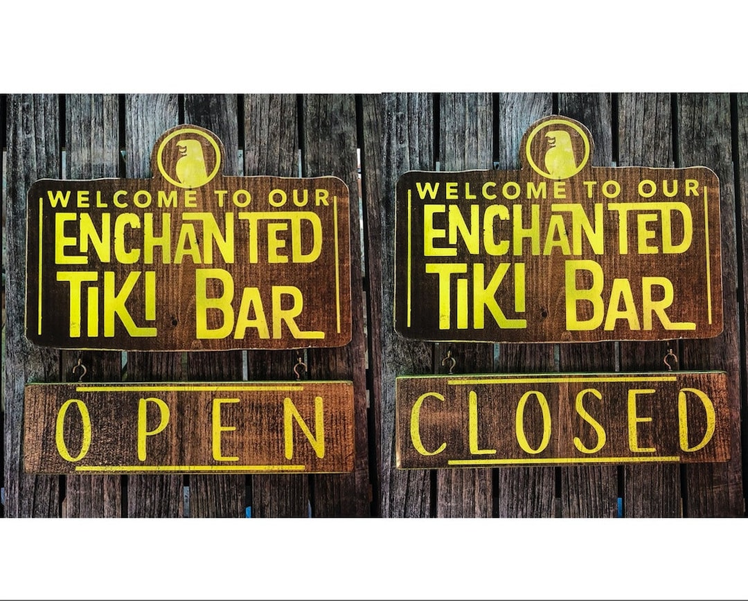 Enchanted Tiki Bar Open and Closed, Solid Wood and Paint, Quality Solid ...