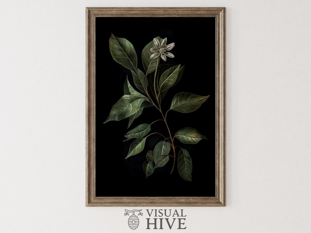 Dark Botanical Wall Art Moody Floral Print Dark Academia Painting ...