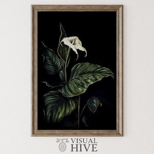 Dark Botanical Wall Art Moody Floral Print Dark Academia Painting Artful Plant Wall Decor Digital Download Printable Wall Art Print Eerie 2
