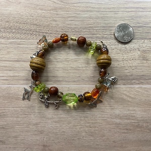 Pulseras con dijes gruesos de animales del bosque otoñal Forestcore