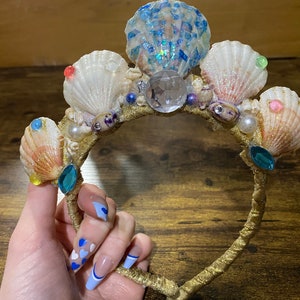 Mermaid  gold glitter shell jewel headband