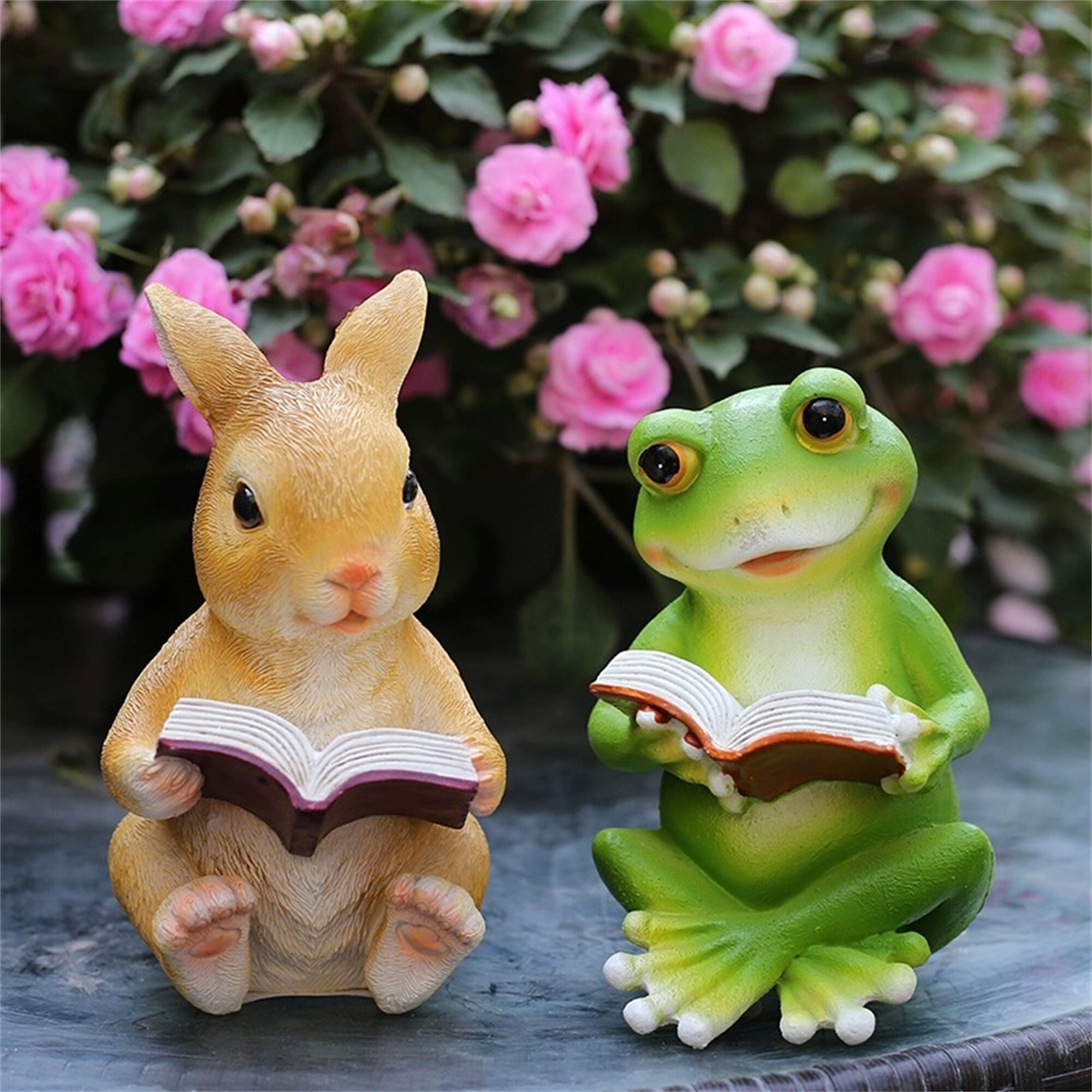 Frog Reading Book Garden Statue Outdoor Animal Sculpture Etsy