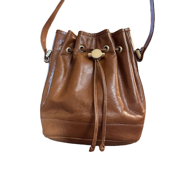 Vintage Russell & Bromley Leather drawstring Buck… - image 1