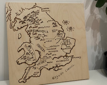 Carte thématique anglo-saxonne de l’Angleterre WoodBurned