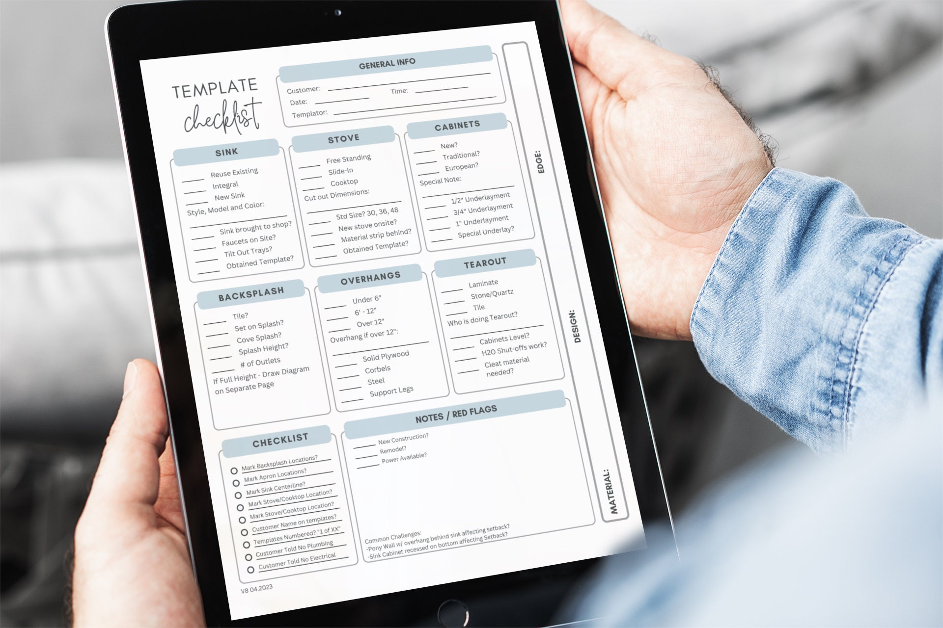 Countertop Template Checklist Checklist for Templating Granite, Quartz