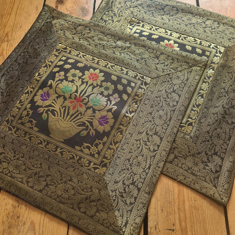 Black - Banarasi Silk Cushion Cover 59