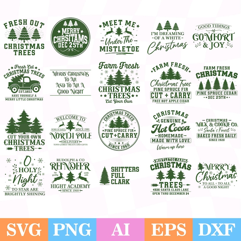 Farmhouse Christmas SVG Rustic Sign Bundle Cut Files Cricut Silhouette
