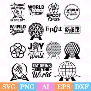 Epcot Svg Bundle, Epcot Png, World Traveler Svg, Snacking Around the World Svg, World Svg, Girl Trip Svg, Travel Svg, Family Vacation Svg