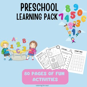 Preschool learning Pack, Handwriting Practice the Alphabet, Numbers and Colors, Alphabet Worksheets, Printable resources