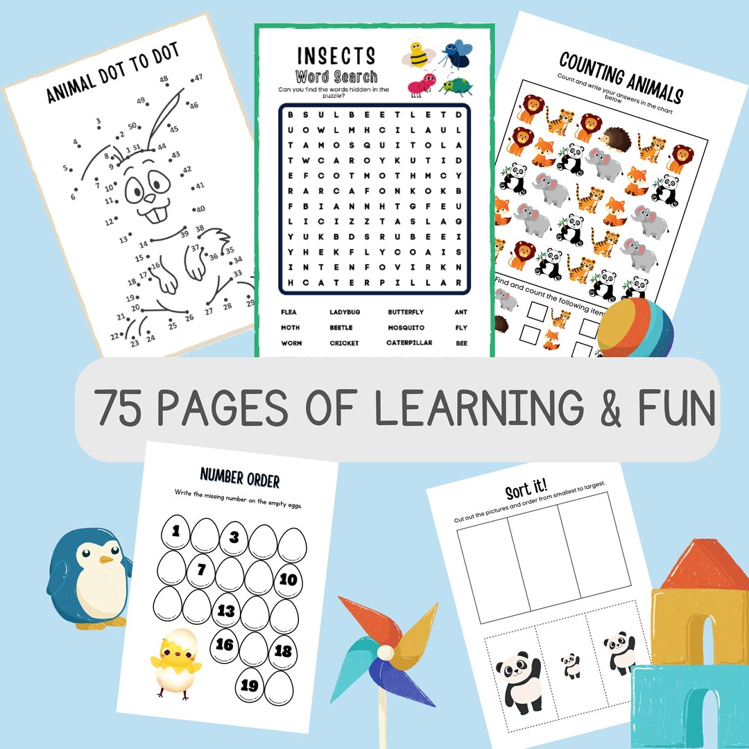 Printable Children's Activity Pack. Summer Activities Etsy
